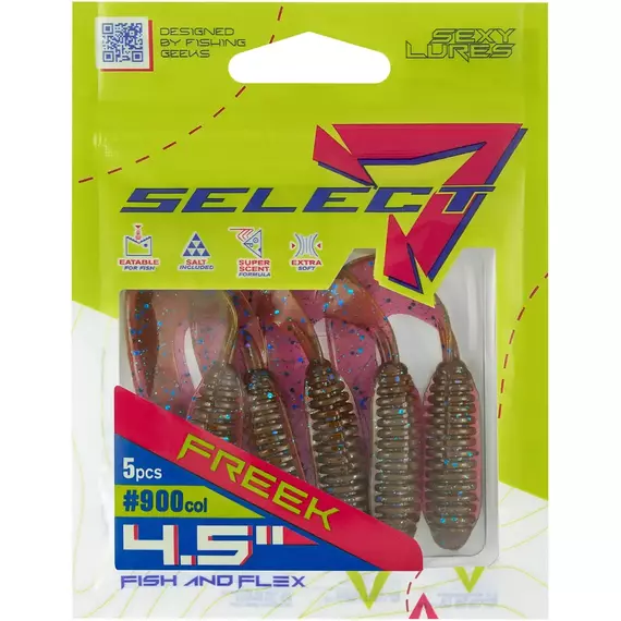 Силікон Select Freek 4.5" col.900 (5 шт/упак), Довжина силікону: 4.5" (11.43 см), Колір силікону: 900, фото , изображение 8