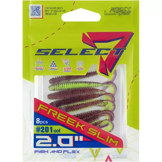 Силікон Select Freek Slim 2" col.201 (8 шт/пак), Довжина силікону: 2" (5.08 см), Колір силікону: 201, фото , изображение 8