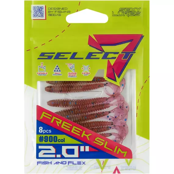 Силікон Select Freek Slim 2" col.900 (8 шт/пак), Довжина силікону: 2" (5.08 см), Колір силікону: 900, фото , изображение 9