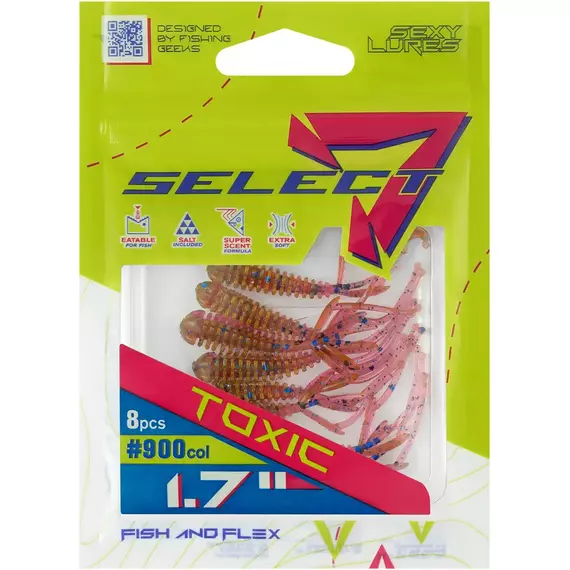 Силикон Select Toxic 1.7" col.900 (8 шт/упак), Длина силикона: 1.7" (4.2 см), Расцветка силикона: 900, фото , изображение 2