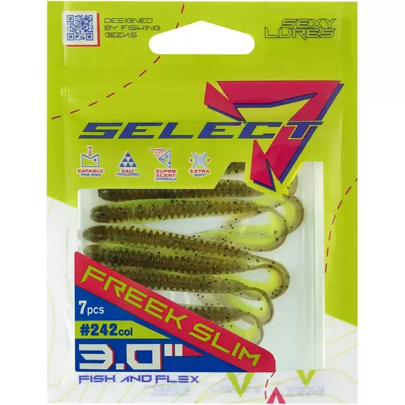 Силікон Select Freek Slim 3" #242 (7 шт / уп), Довжина силікону: 3" (7.62 см), Колір силікону: 242, фото , изображение 5