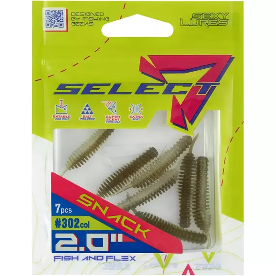 Силикон Select Snack 2" #302 (7 шт/уп), Длина силикона: 2" (5.2 см), Расцветка силикона: 302, фото , изображение 6
