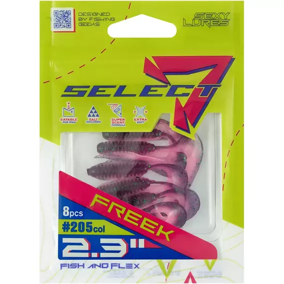 Силикон Select Freek 2.3" col.205 (8 шт/упак), Длина силикона: 2.3" (4.3 см), Расцветка силикона: 205, фото , изображение 9