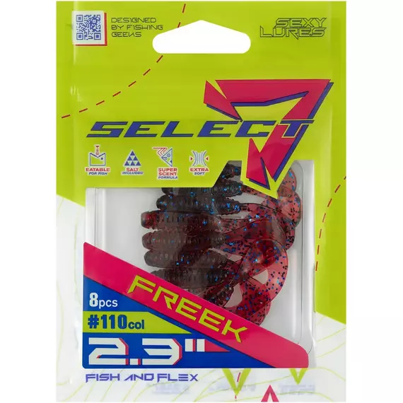 Силикон Select Freek 2.3" col.110 (8 шт/упак), Длина силикона: 2.3" (4.3 см), Расцветка силикона: 110, фото , изображение 6