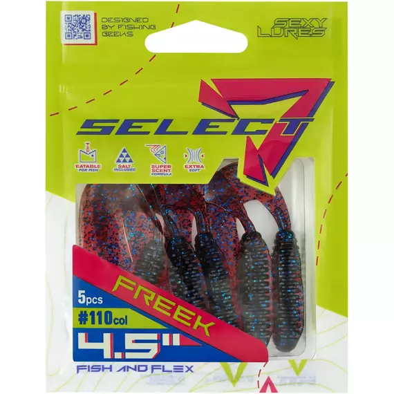 Силикон Select Freek 4.5" col.110 (5 шт/упак), Длина силикона: 4.5" (11.43 см), Расцветка силикона: 110, фото , изображение 6