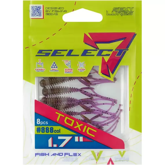 Силикон Select Toxic 1.7" col.888 (8 шт/упак), Длина силикона: 1.7" (4.2 см), Расцветка силикона: 888, фото , изображение 6