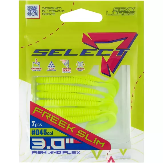 Силікон Select Freek Slim 3" col.045 (7 шт/пак), Довжина силікону: 3" (7.62 см), Колір силікону: 045, фото , изображение 6