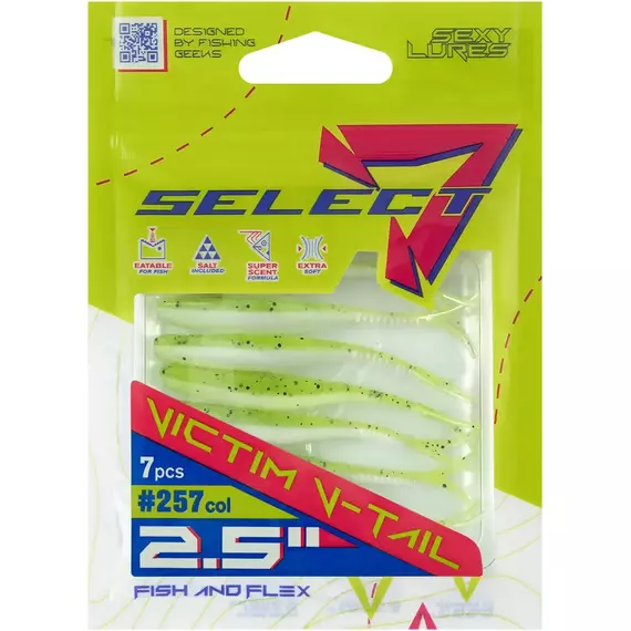 Силикон Select Victim V-Tail 2.5" #257 (7 шт/уп), Длина силикона: 2.5" (6.1 см), Расцветка силикона: 257, фото , изображение 7