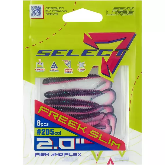 Силікон Select Freek Slim 2" col.205 (8 шт/пак), Довжина силікону: 2" (5.08 см), Колір силікону: 205, фото , изображение 10