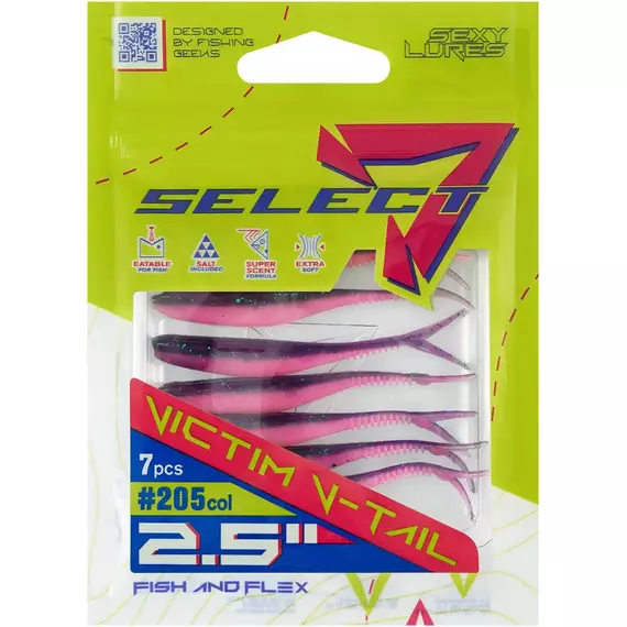 Силікон Select Victim V-Tail 2.5" #205 (7 шт / уп), Довжина силікону: 2.5" (6.1 см), Колір силікону: 205, фото , изображение 5