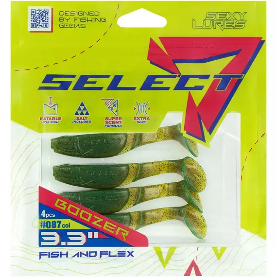 Силикон Select Boozer 3.3" col.087 (4 шт/упак), Длина силикона: 3.3" (8.38 см), Расцветка силикона: 087, фото , изображение 3