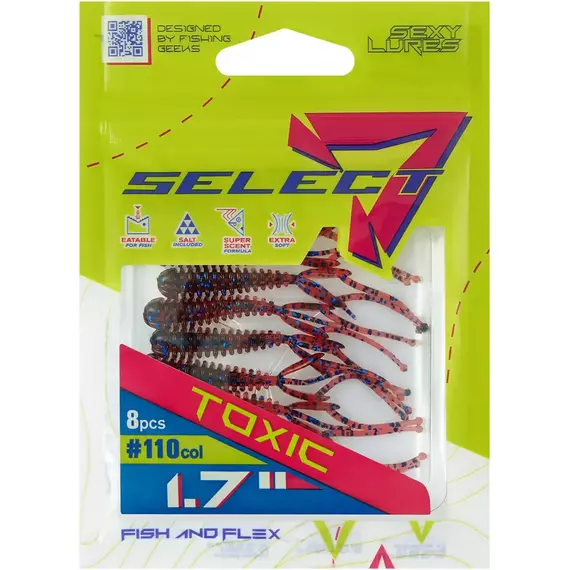 Силикон Select Toxic 1.7" col.110 (8 шт/упак), Длина силикона: 1.7" (4.2 см), Расцветка силикона: 110, фото , изображение 3