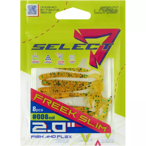 Силікон Select Freek Slim 2" col.006 (8 шт/пак), Довжина силікону: 2" (5.08 см), Колір силікону: 006, фото , изображение 9