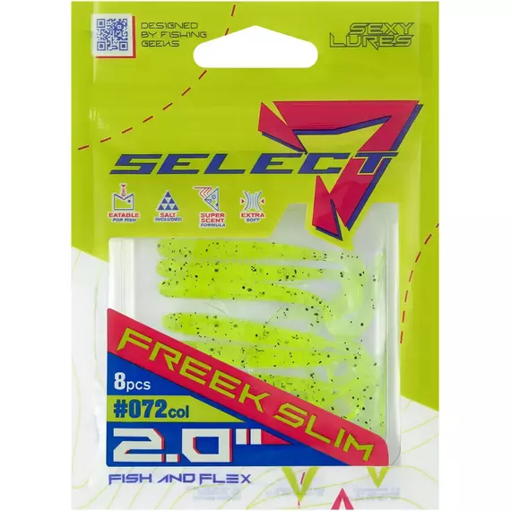 Силікон Select Freek Slim 2" col.072 (8 шт/пак), Довжина силікону: 2" (5.08 см), Колір силікону: 072, фото , изображение 8