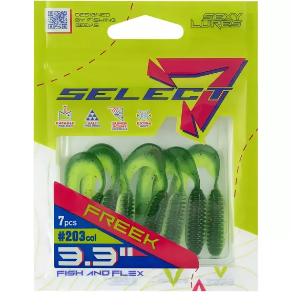 Силикон Select Freek 3.3" col.203 (7 шт/упак), Длина силикона: 3.3" (8.38 см), Расцветка силикона: 203, фото , изображение 8