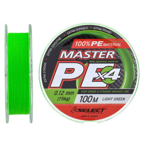 Шнур Select Master PE 100m (салат.) 0.12мм 15кг, Діаметр: 0.12mm, Розмотка: 100m, Колір: салатовый, фото 