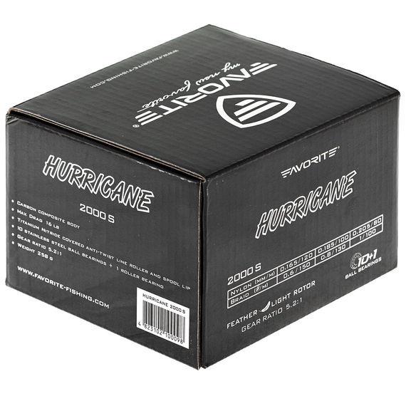 Котушка Favorite Hurricane 2000S 5,2:1 10+1, Розмір шпулі: 2000S, фото , изображение 8