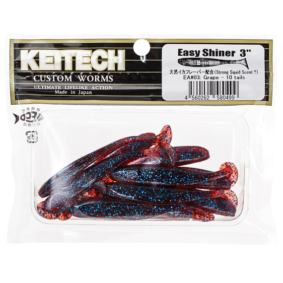 Силікон Keitech Easy Shiner 3" (10 шт/упак), колір:ea#03 grape, Довжина силікону: 3" (7.6 см), Колір силікону: EA#03 Grape, фото , изображение 11