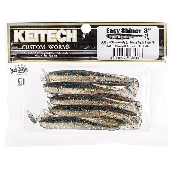 Силикон Keitech Easy Shiner 8" (2 шт/упак) ц:418 bluegill flash, Длина силикона: 8" (20.3 см), Расцветка силикона: 418 Bluegill Flash, фото , изображение 3