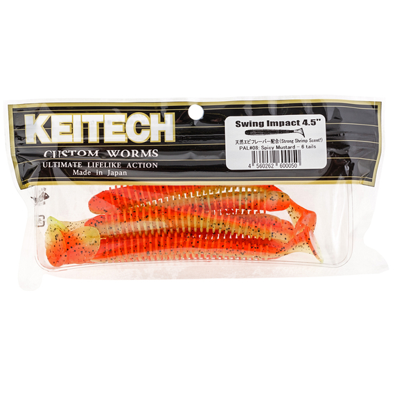 Силикон Keitech Swing Impact 2" (12 шт/упак), цвет: pal#08 spicy mustard, Длина силикона: 2" (5.1 см), Расцветка силикона: PAL#08 Spicy Mustad, фото , изображение 2