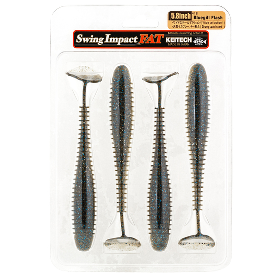 Силікон Keitech Swing Impact FAT 3.3" (7 шт/упак), колір:418 bluegill flash, Довжина силікону: 3.3" (8.4 см), Колір силікону: 418 Bluegill Flash, фото , изображение 5
