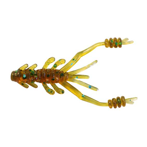 Силікон Reins Ring Shrimp 2" 565 Motor Oil Green Flake (12 шт/уп.), Довжина силікону: 2.0" (5,08 см), Колір силікону: 565 Motor Oil Green Flake, фото 