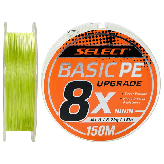 Шнур Select Basic PE 8x 150m (салат.) #0.8/0.12mm 14lb/6kg, Диаметр: 0.12mm, Размотка: 150m, Выберите цвет: салатовый, фото 