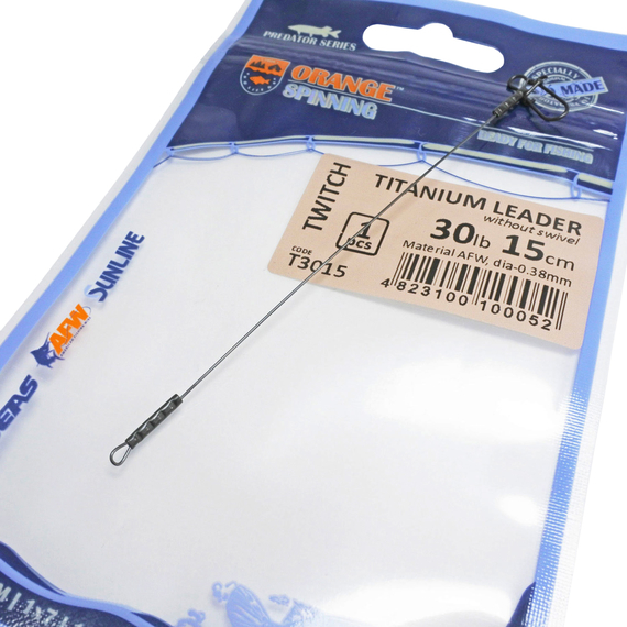 Повідок Ukrspin Orange Spinning титан AFW 15см 12кг(25lb)/0.38мм, фото , изображение 2