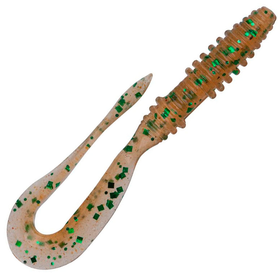 Силикон Keitech Mad Wag Mini 2.5" (12 шт/упак), цвет: ea#02 peach green flk., Длина силикона: 2.5" (6.3 см), Расцветка силикона: EA#02 Peach Green FLK, фото 