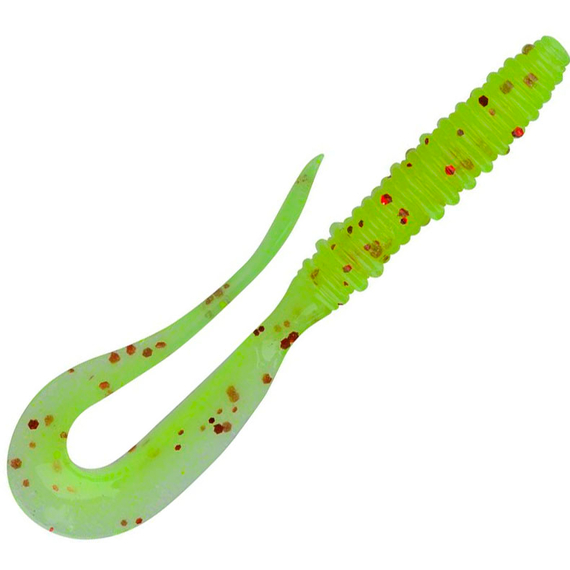 Силікон Keitech Mad Wag Mini 2.5" (12 шт/упак), колір:pal#01 chartreuseredflake, Довжина силікону: 2.5" (6.3 см), Колір силікону: PAL#01 Chartreuse Red Flake, фото 