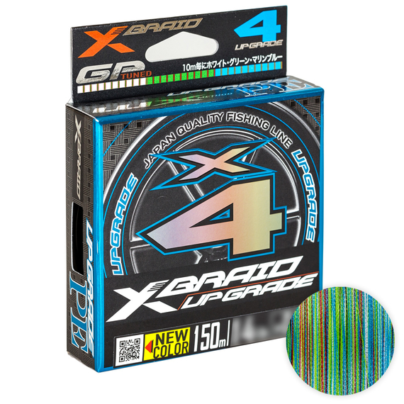 Шнур YGK X-Braid Upgrade X4 3colored 150m #0.5/0.117mm 10Lb/4.54kg, Діаметр: #0.5/0.117mm, Розмотування: 150m, фото 