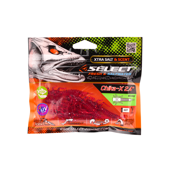 Силікон Select Chika-X 2.4" col.027 (7шт/упак), Довжина силікону: 2.4" (6.1 см), Колір силікону: 027, фото , изображение 8