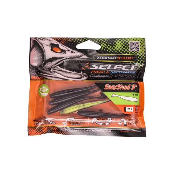 Силікон Select Easy Shad 3" col.201 (5 шт/упак), Довжина силікону: 3" (7.62 см), Колір силікону: 201, фото , изображение 20