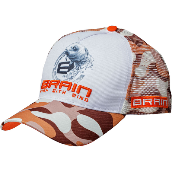 Кепка Brain Fish Logo Orange/Brown Camo, фото 