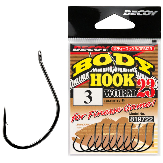 Крючок Decoy Worm23 Body Hook #2 (9 шт/уп), фото 