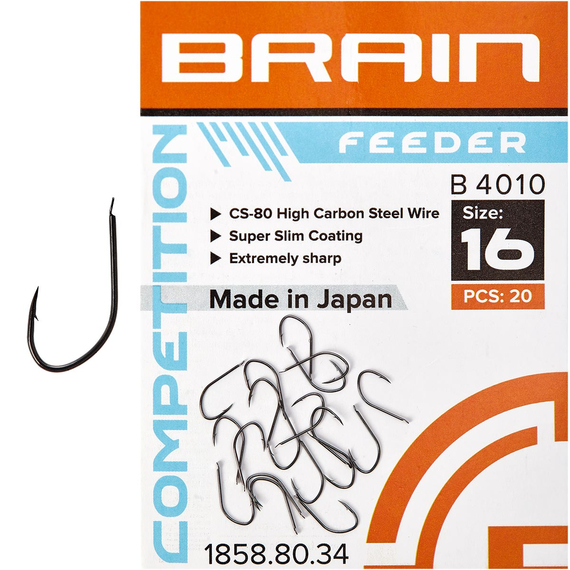 Крючок Brain Feeder B4010 #16 (20 шт/уп) ц:black nickel, фото 