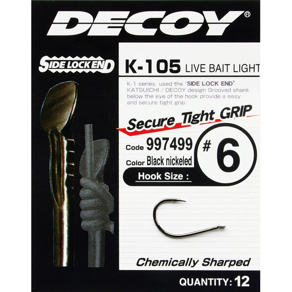 Гачок Decoy K-105 Live Bait Light #9 (12 шт/уп), фото 