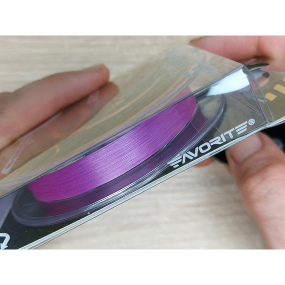Шнур Favorite Arena PE 4x 150м (purple) #0.175/0.071mm 3.5lb/1.4kg, Диаметр: #0.18/0.071mm, Размотка: 150m, Выберите цвет: пурпурный , фото , изображение 4