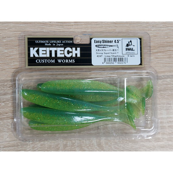 Силікон Keitech Easy Shiner 4.5" (6 шт/упак), колір:424 lime chartreuse, Довжина силікону: 4.5" (11.4 см), Колір силікону: 424 Lime Chartreuse, фото , изображение 11