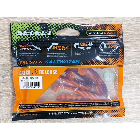 Силікон Select Fatfish 2.4" col.277 (6 шт/упак), Довжина силікону: 2.4" (6.1 см), Колір силікону: 277, фото , изображение 8
