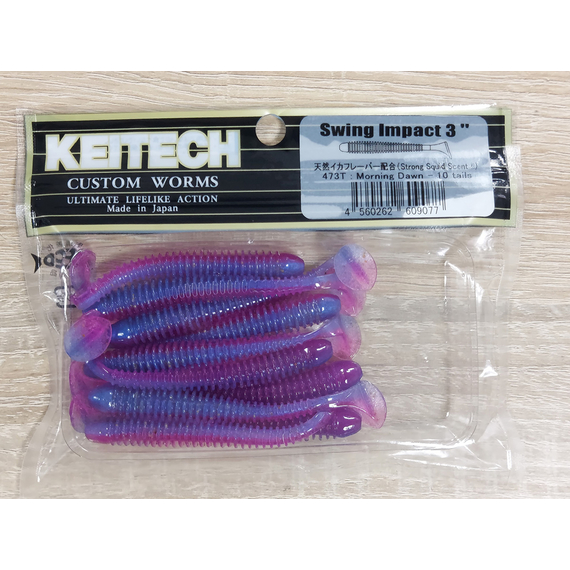Силікон Keitech Swing Impact 3" (10 шт/уп), колір:473 morning dawn, Довжина силікону: 3" (7.6 см), Колір силікону: 473 Morning Dawn, фото , изображение 15