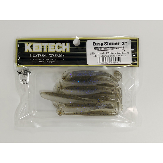 Силікон Keitech Easy Shiner 3" (10 шт/упак), колір:440 electric shad, Довжина силікону: 3" (7.6 см), Колір силікону: 440 Electric Shad, фото , изображение 18