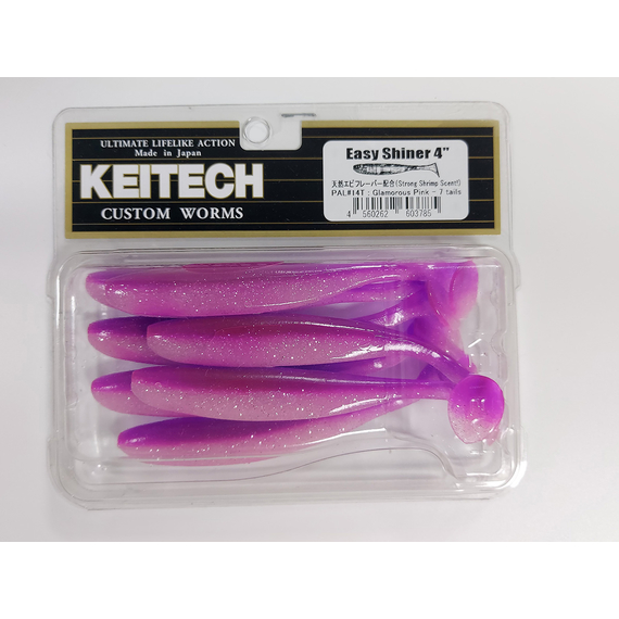 Силікон Keitech Easy Shiner 4" (7 шт/упак), колір:pal#14 glamorous pink, Довжина силікону: 4" (10.2 см), Колір силікону: PAL#14 Glamorous Pink, фото , изображение 7