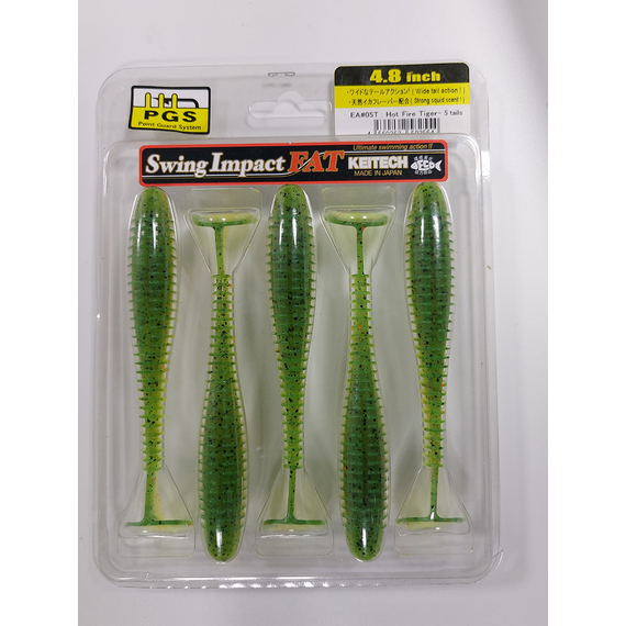 Силікон Keitech Swing Impact FAT 4.8" (5 шт/упак), колір:ea#05 hot fire tiger, Довжина силікону: 4.8" (12.2 см), Колір силікону: EA#05 Hot Fire Tiger, фото , изображение 8