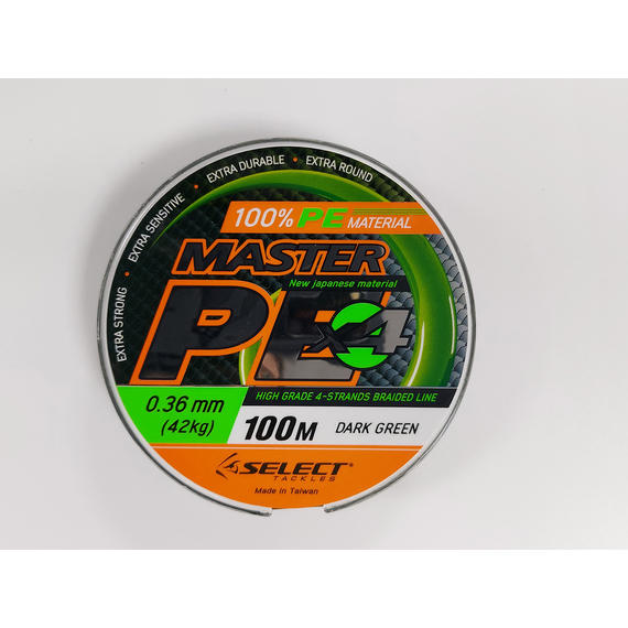 Шнур Select Master PE 100m (темн.-зел.) 0.36мм 42кг, Діаметр: 0.36mm, Розмотування: 100m, Колір: темно-зеленый, фото , изображение 8