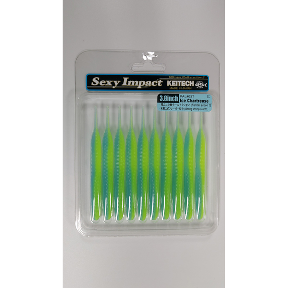 Силікон Keitech Sexy Impact 3.8" (10 шт/упак), колір:pal#03 ice chartreuse, Довжина силікону: 3.8" (9.7 см), Колір силікону: PAL#03 Ice Chartreuse, фото , изображение 12