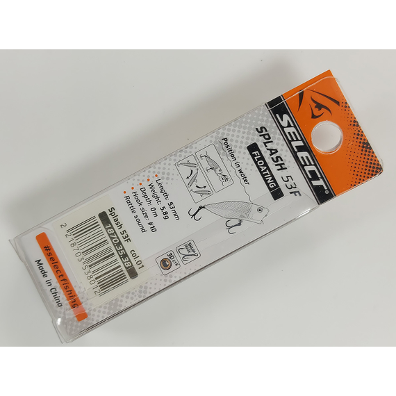 Воблер Select Splash 53F 5.8g col.01 (topwater), Цвет воблера: col.01, фото , изображение 5