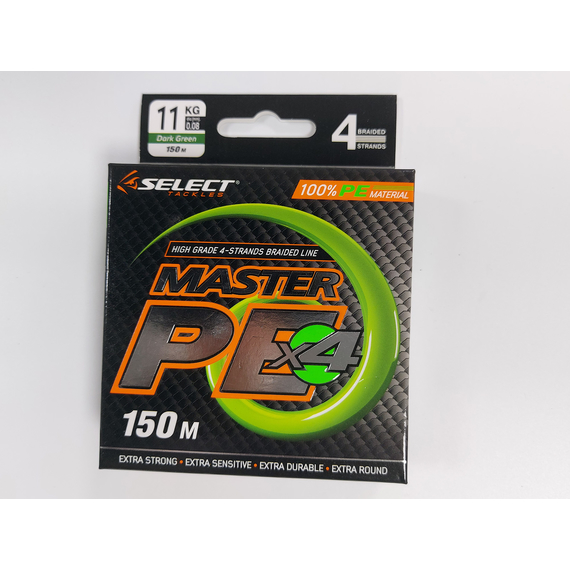 Шнур Select Master PE 150m (темн.-зел.) 0.08мм 11кг, Диаметр: 0.08mm, Размотка: 150m, Выберите цвет: темно-зеленый, фото , изображение 6