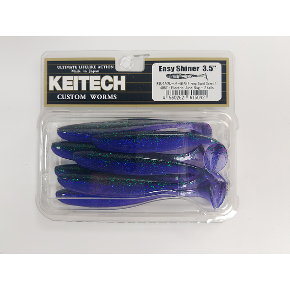 Силикон Keitech Easy Shiner 3.5" ц:408 electric june bug, Длина силикона: 3.5" (8.9 см), Расцветка силикона: 408 Electric June Bug, фото , изображение 8