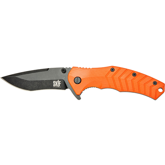 Нож SKIF Griffin II BSW Orange, сталь - 9Cr18MoV, рукоятка - G10, общая длина - 218 мм, длина клинка - 94 мм, Выберите цвет: Orange, Выберите покрытие: чорний стоунвош, фото , изображение 5